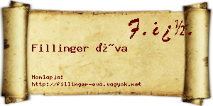 Fillinger Éva névjegykártya